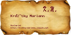 Krátky Mariann névjegykártya